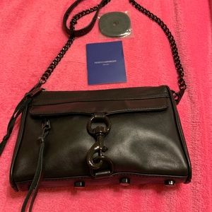 Mini Mac leather black cross body bag